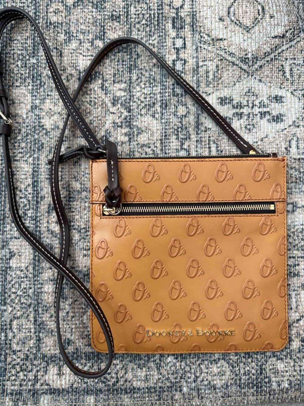 Dooney & Bourke Tan and Dark Brown Embossed Crossbody Bag
